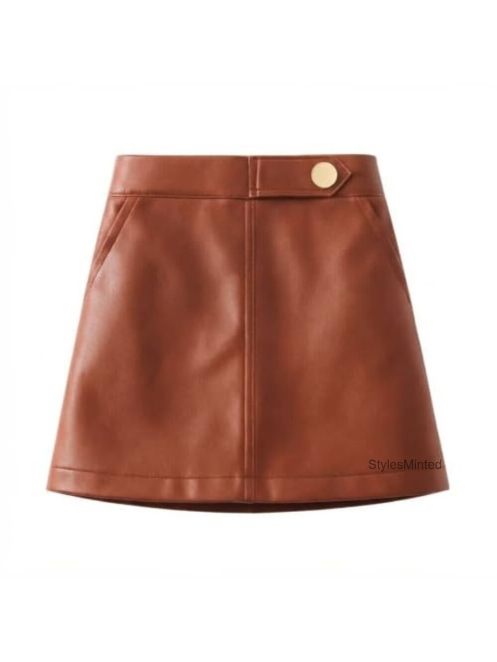 Girls Faux Leather A-Line Skirt with Pockets for Toddler & Kids